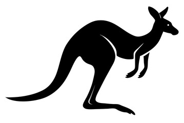 kangaroo black silhouette vector, Simple silhouette Design vector icon with white background. Wild animal vector