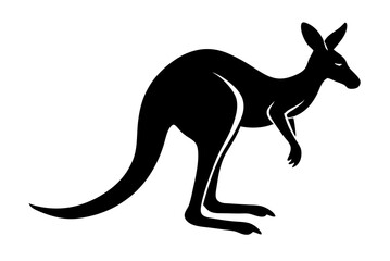 kangaroo black silhouette vector, Simple silhouette Design vector icon with white background. Wild animal vector