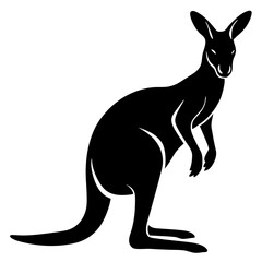 kangaroo black silhouette vector, Simple silhouette Design vector icon with white background. Wild animal vector