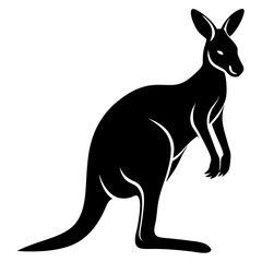 kangaroo black silhouette vector, Simple silhouette Design vector icon with white background. Wild animal vector