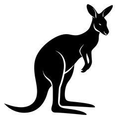 kangaroo black silhouette vector, Simple silhouette Design vector icon with white background. Wild animal vector