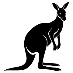 kangaroo black silhouette vector, Simple silhouette Design vector icon with white background. Wild animal vector