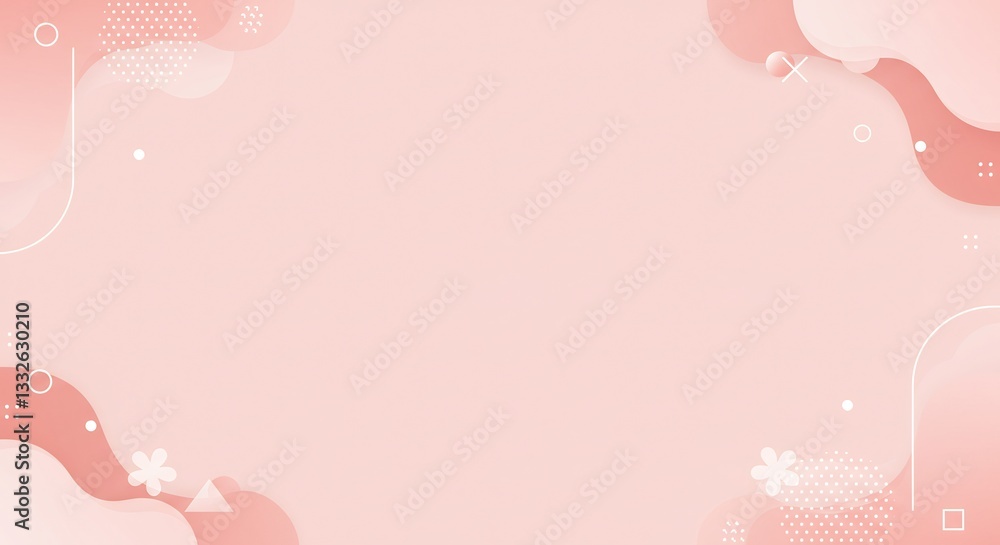 Poster soft and gentle versatile background featuring abstract pink liquid shapes with geometric and floral