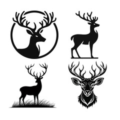 Majestic Deer Silhouette | Elegant Wildlife Vector | Stag Antler Illustration