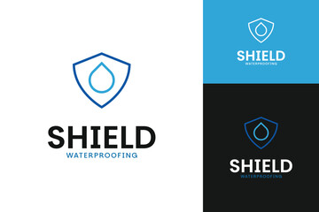 Waterproof shield logo design template illustration idea
