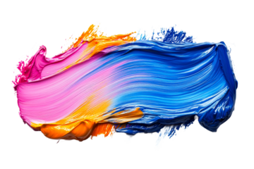 Artistic acrylic paint stroke with vibrant colors, cut out transparent
