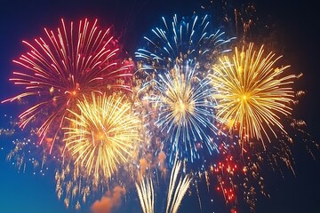 Night Sky Fireworks Celebration Abstract Background