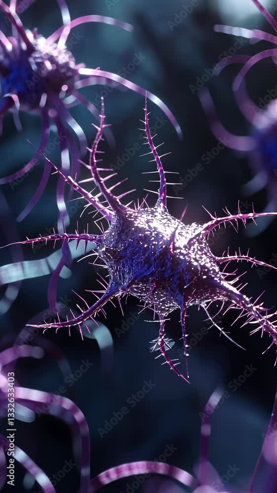 Poster intricate structure of microscopic organisms observed under a scientific microscope in a laboratory 