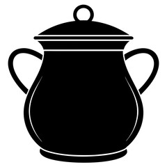 Pot black silhouette vector, Simple silhouette Design vector icon with white background.
