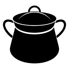 Pot black silhouette vector, Simple silhouette Design vector icon with white background.