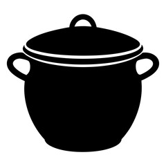 Pot black silhouette vector, Simple silhouette Design vector icon with white background.