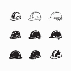 Hard hat or safety helmet icon set. . Vector illustration isolated on white background.