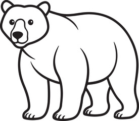 bear line art, black outline, vector and illustration, coloring book page line art drawing