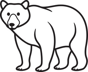 bear line art, black outline, vector and illustration, coloring book page line art drawing