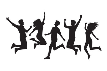 vector silhouette of casual young man standing and jumping