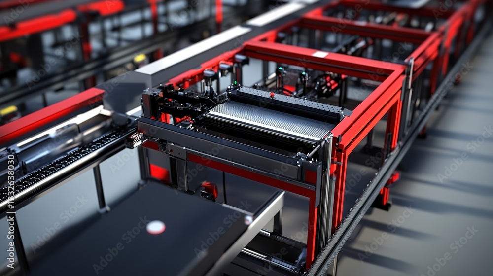 Poster a robotic assembly line optimizing large-scale production.