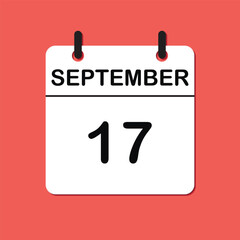 September 17. Daily Calendar icon for design. Simple design for business brochure, flyer, print media, advertisement. Easily editable.