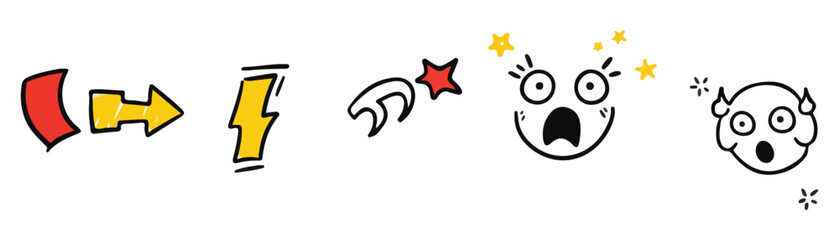 Line movement comic element these cartoon-style marks and effects add emotion and impact, making illustrations more lively and engaging.