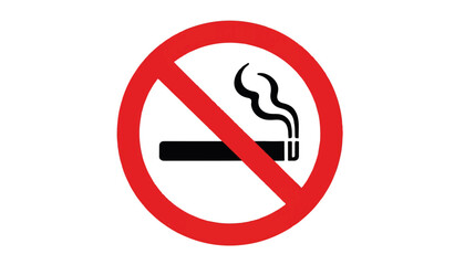 No smoking sign with cigarette icon and smoke, minimalist design