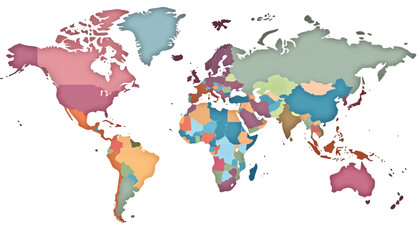 Interactive world map illustration in pastel colors on white background, visual clarity