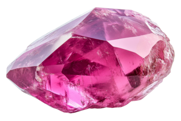 Bright pink crystal mineral specimen, cut out transparent