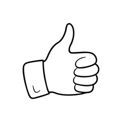 Thumb up and like icon  editable stroke  vector on white background.  like button.