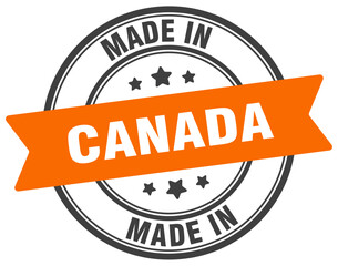 Made in Canada round sign. Made in Canada stamp.