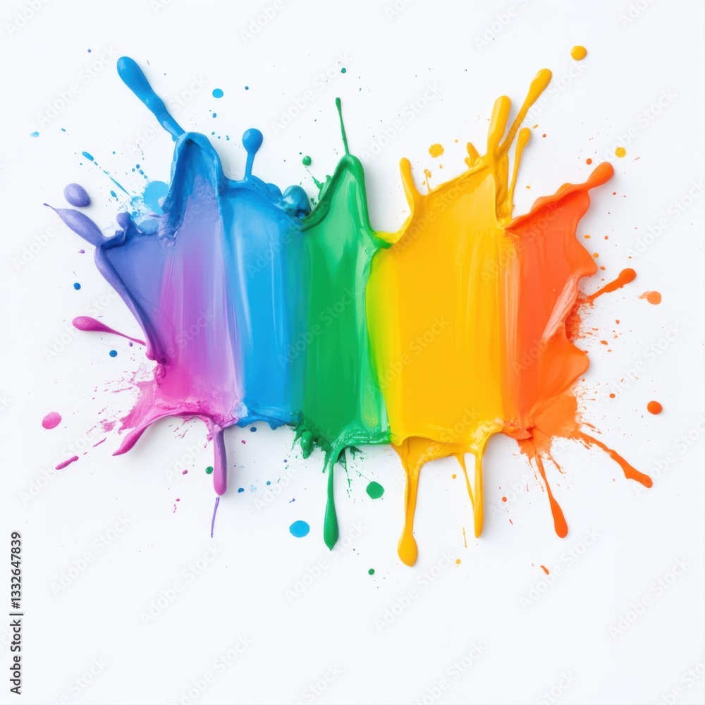 Poster vibrant splash of colorful paint on white canvas creating artistic and eye-catching background for c