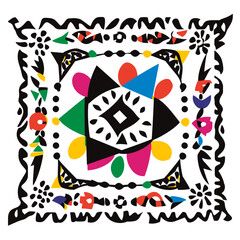 Obraz premium Mexican papel picado inspired black and white decorative pattern