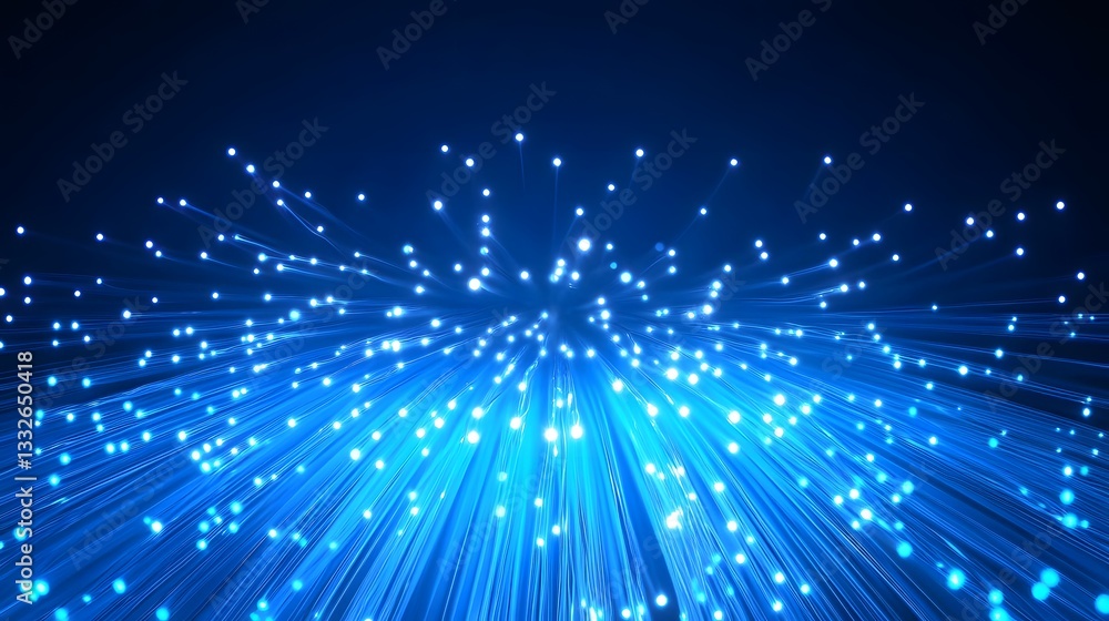 Poster fiber optics spreading data through futuristic network of light beams