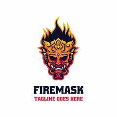 Fire Mask Simple Mascot Logo