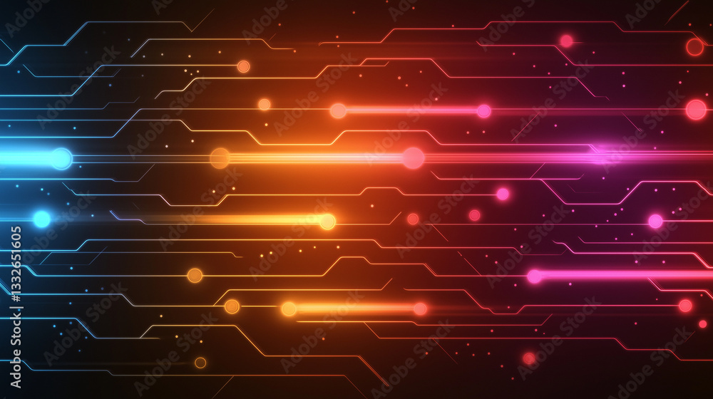 Poster a beauty futuristic abstract background in a high-tech style. shining lines and patterns resembling 