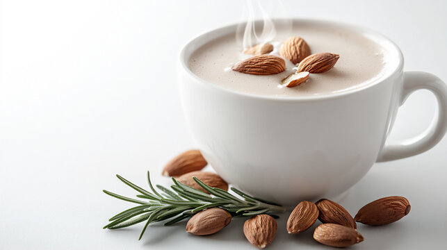  almond milk latte with almonds,