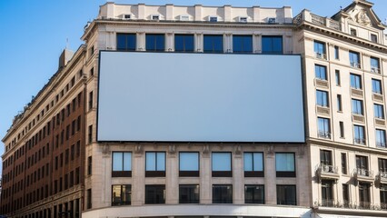 Fototapeta premium Blank urban billboard mockup on a building ready for advertising or marketing promotions.