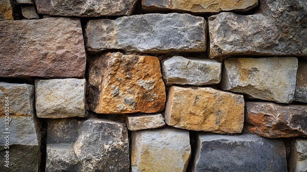 Poster stone wall showing colorful texture in a rustic building