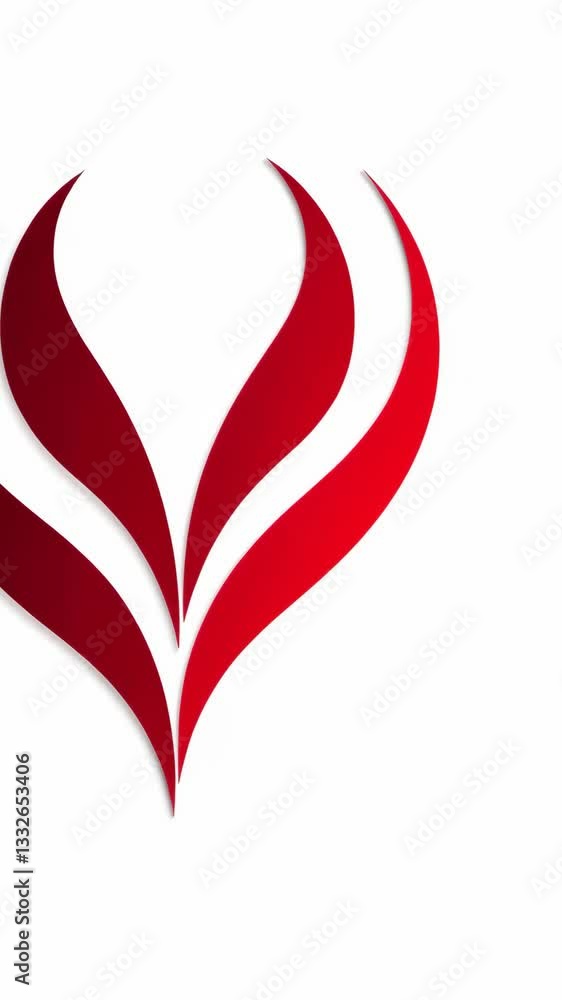 Poster creative red heart shape design with flowing lines on a white background
