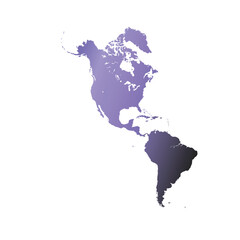 Map of North and South America, sign silhouette. World Map Globe. Vector Illustration isolated on transparent background. American continent.