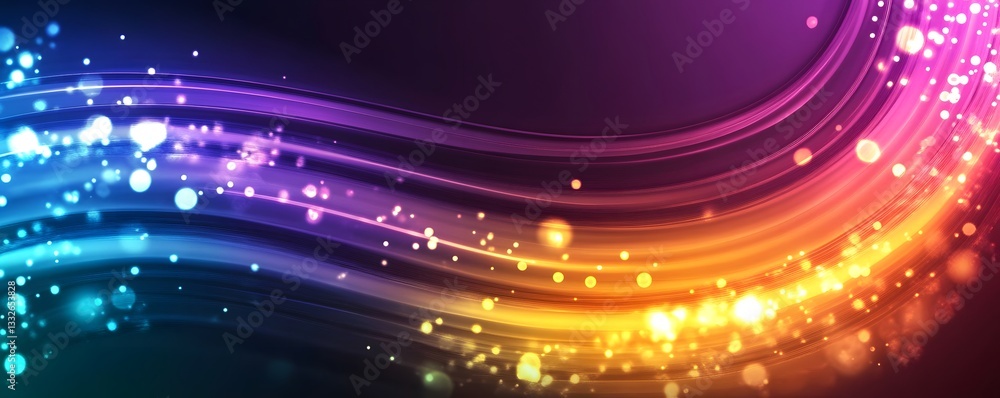 Aufkleber Abstract colorful wavy lines background with sparkling lights