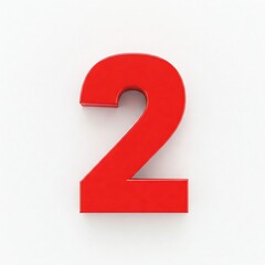 Fototapeta premium The number two in red color is on a white background