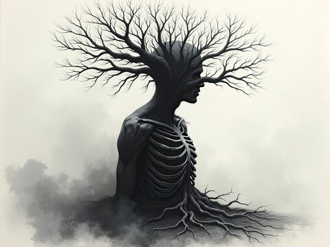 Surreal Human-Tree Fusion Representing Nature and Identity