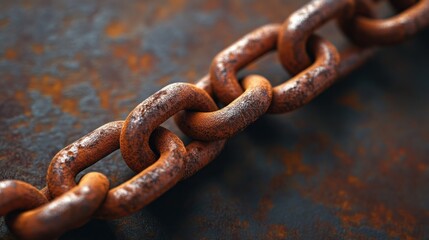 Fototapeta premium Rusty Chain on a Corroded Metal Surface: A Study in Texture and Decay