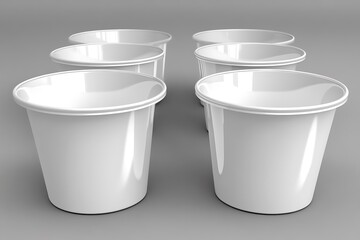 Minimalist Presentation of White Plastic Containers Arranged in a Neat Display