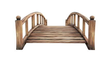 Wooden bridge isolated on transparent background