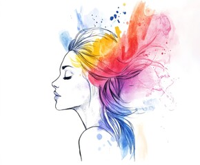 Fototapeta premium Woman with Colorful Hair Expressing Freedom and Creativity
