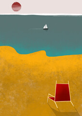 Złota Plaża Nowoczesny Obraz Minimalistyczny  © ukasz