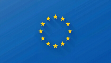 Minimalistic European Union flag on blue background, unity symbolism