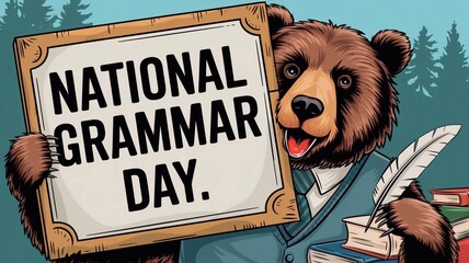 national grammar day, bear with table