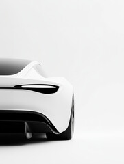 Elegant white car against a minimalist background showcasing modern automotive design and sleek lines in a studio setting