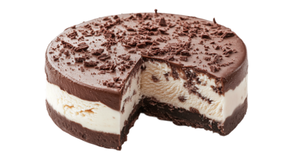 Delicious ice cream cake cut out. Isolated on a transparent background.