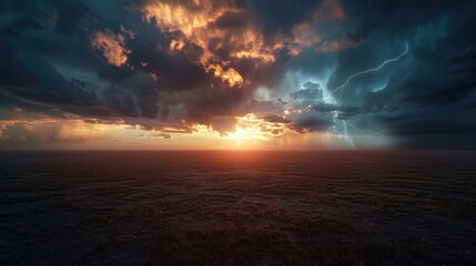 The abstract storm brings a beautiful light display. Dark clouds and rain enhance the scene's drama.